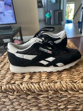 Reebok Black and White Classic Low-Top Sneakers